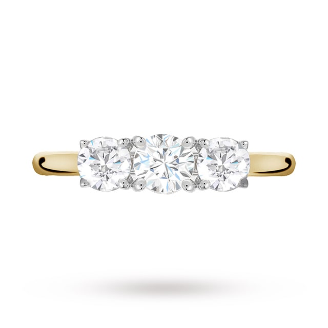 Goldsmiths Brilliant Cut 3 Stone 1.00 Carat Diamond Engagement Ring In 18 Carat Yellow Gold