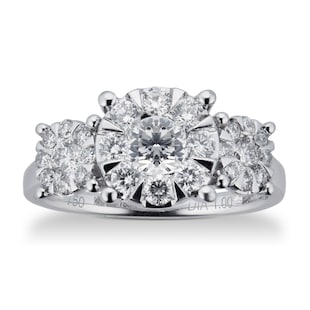 Goldsmiths 18ct White Gold 1.00 Carat Total Weight Diamond Three Stone Ring