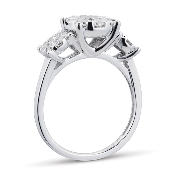 Goldsmiths 18ct White Gold 1.00 Carat Total Weight Diamond Three Stone Ring - Ring Size W