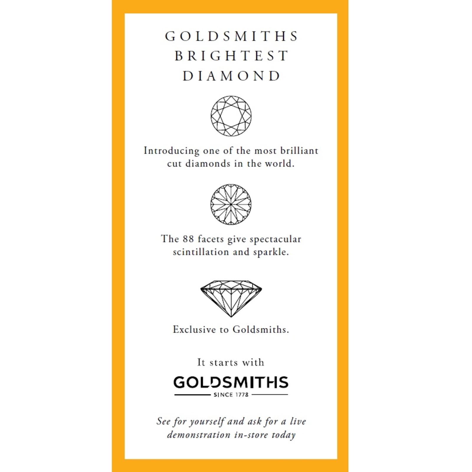 Goldsmiths 18ct White Gold 0.50 Carat Three Stone 88 Facet Diamond Ring Goldsmiths 18ct White Gold 0.50 Carat Three Stone 88 Facet Diamond Ring