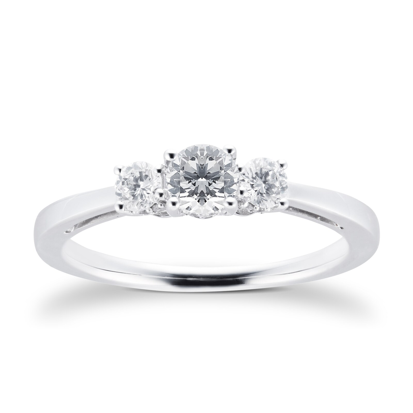 Goldsmiths 18ct White Gold 0.51 Carat Three Stone Goldsmiths Brightest Diamond Ring