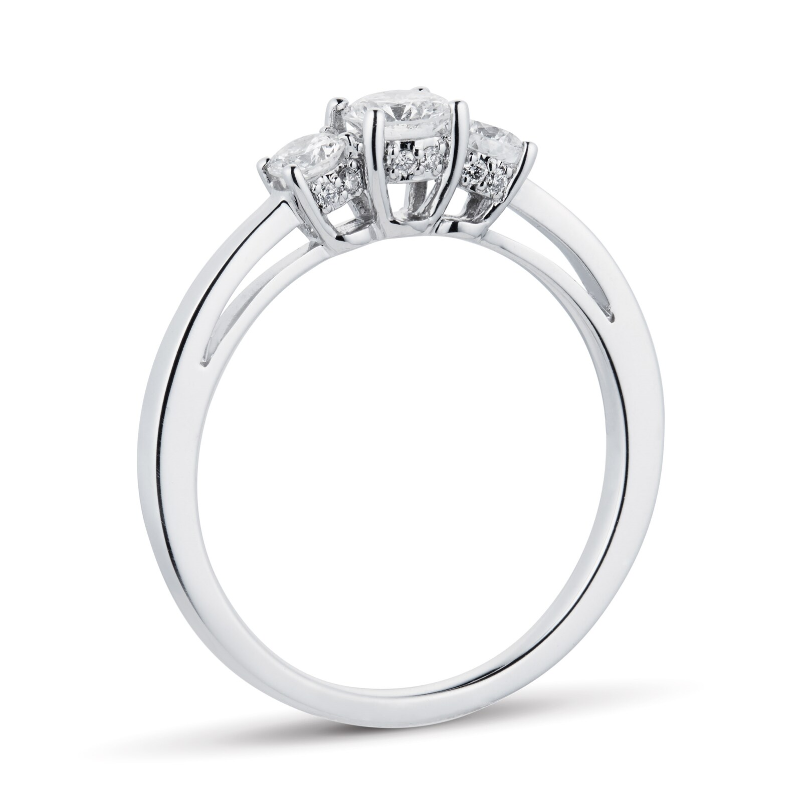 Goldsmiths 18ct White Gold 0.51 Carat Three Stone Goldsmiths Brightest Diamond Ring