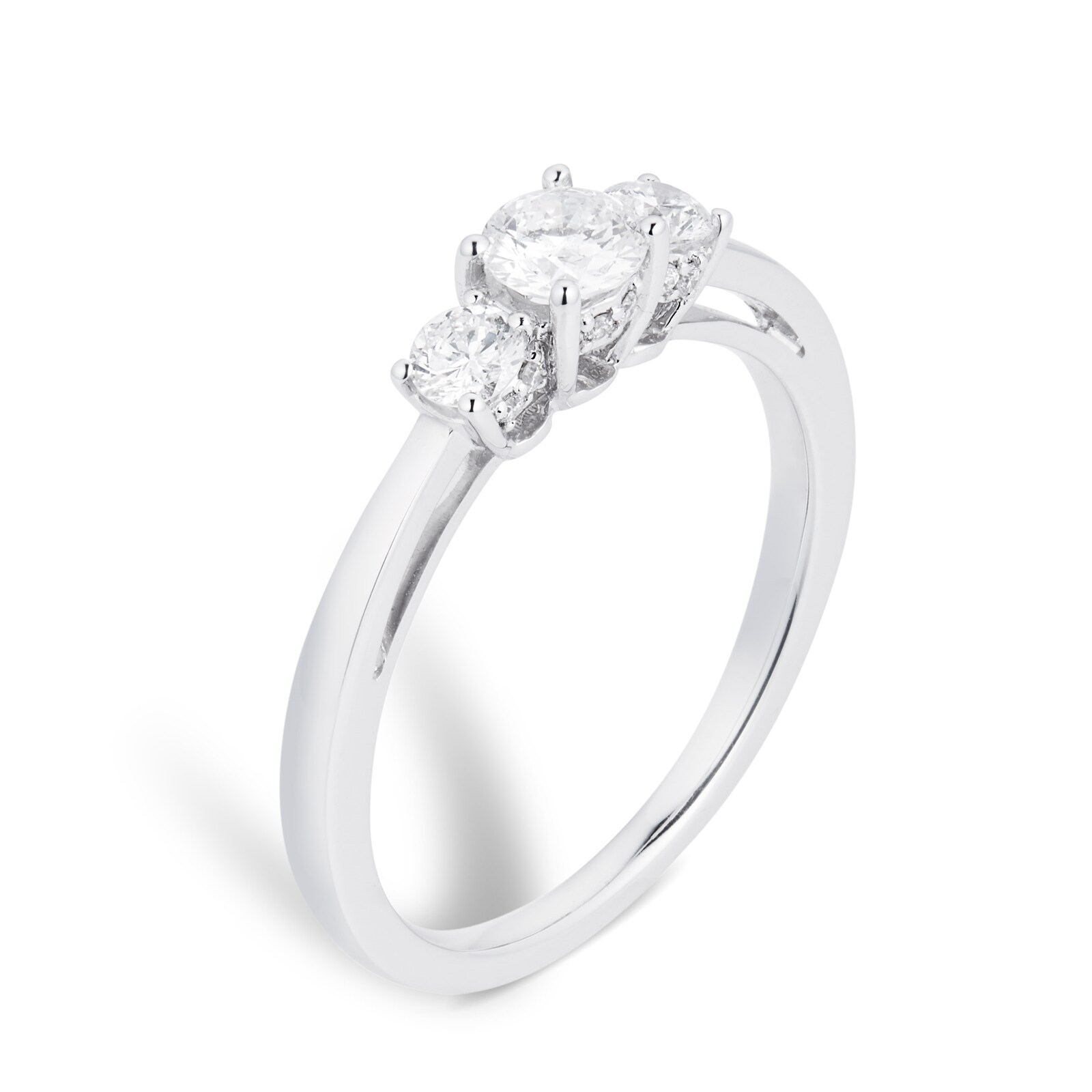 Goldsmiths 18ct White Gold 0.51 Carat Three Stone Goldsmiths Brightest Diamond Ring