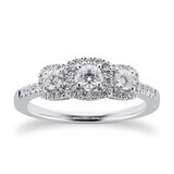 Goldsmiths 18ct White Gold Halo Cushion 0.47cttw Goldsmiths Brightest Diamond Ring