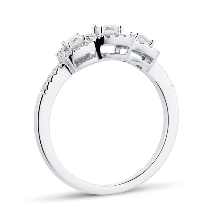 Goldsmiths 18ct White Gold Halo Cushion 0.47cttw Goldsmiths Brightest Diamond Ring