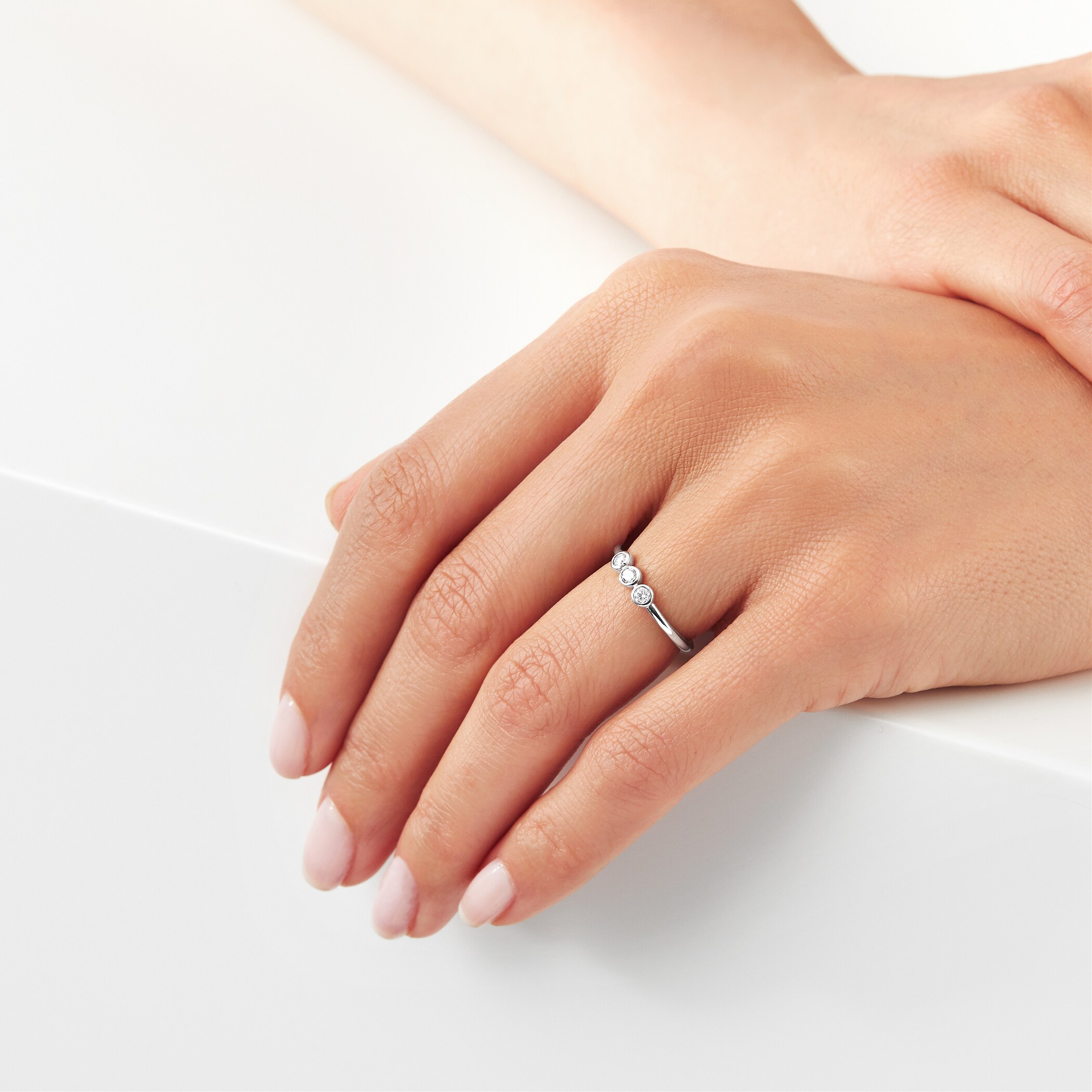Mappin & Webb Gossamer Silver 0.15cttw 3 Stone Ring