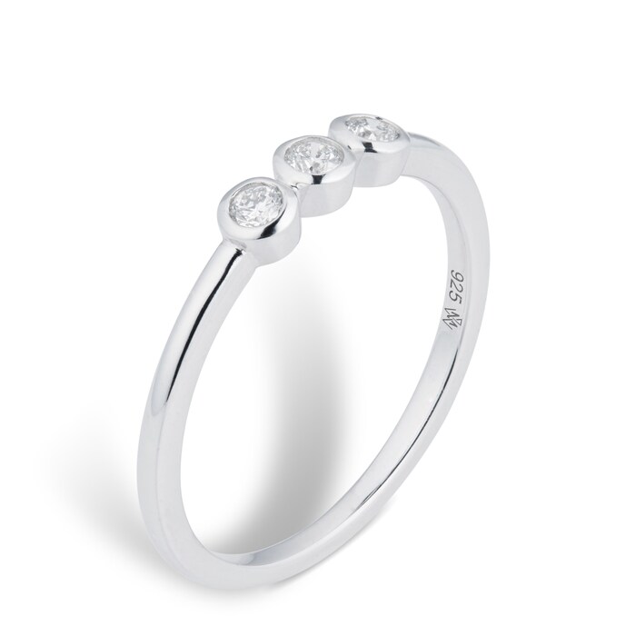 Mappin & Webb Gossamer Silver 0.15cttw 3 Stone Ring