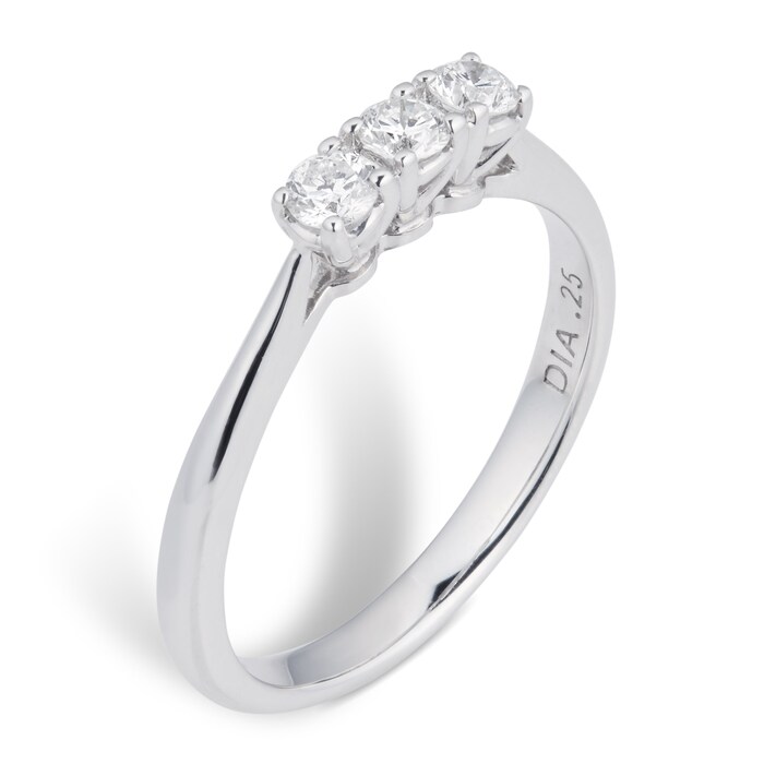 Goldsmiths 9ct White Gold 0.20ct Diamond Illusion Three Stone Ring