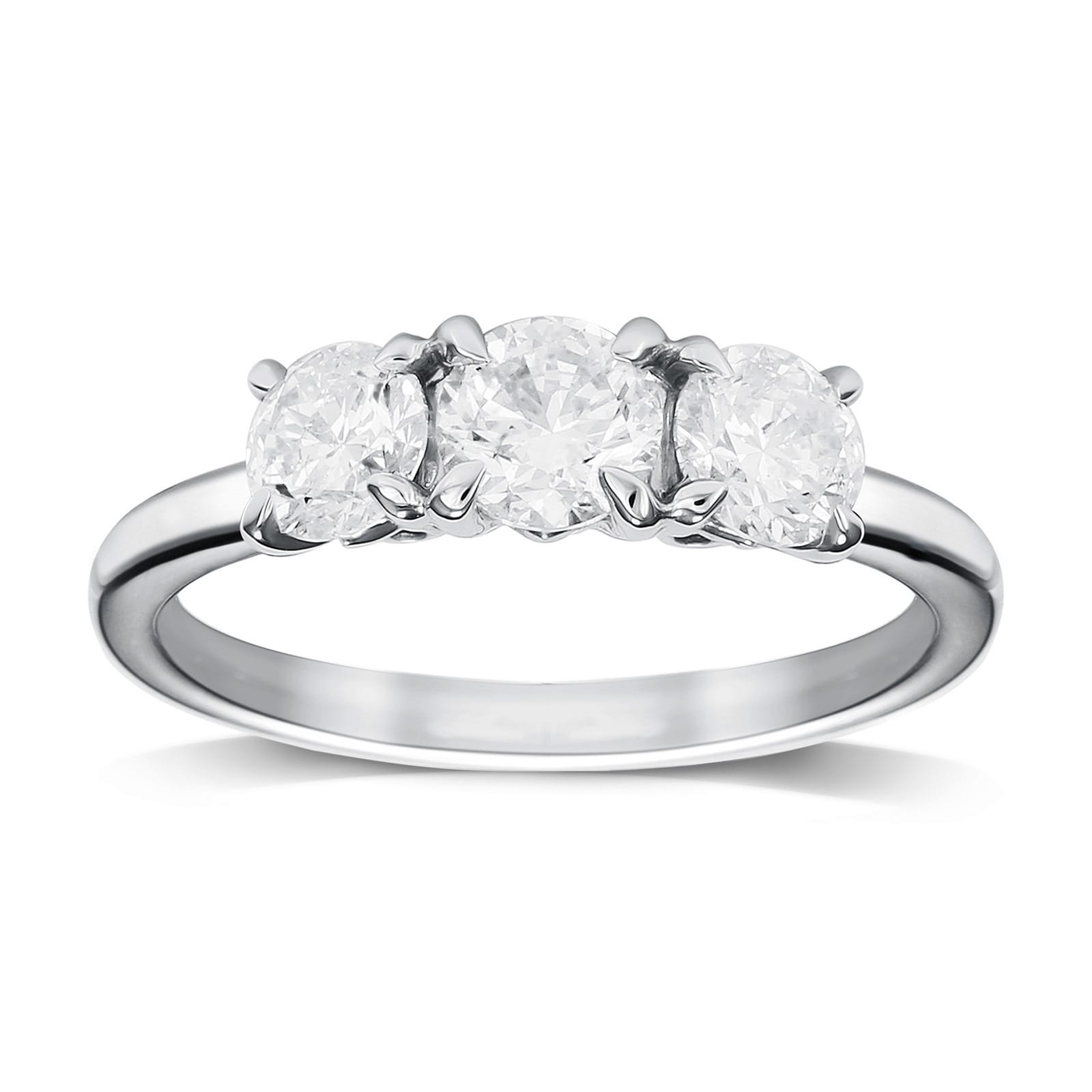 three diamond platinum engagement ring