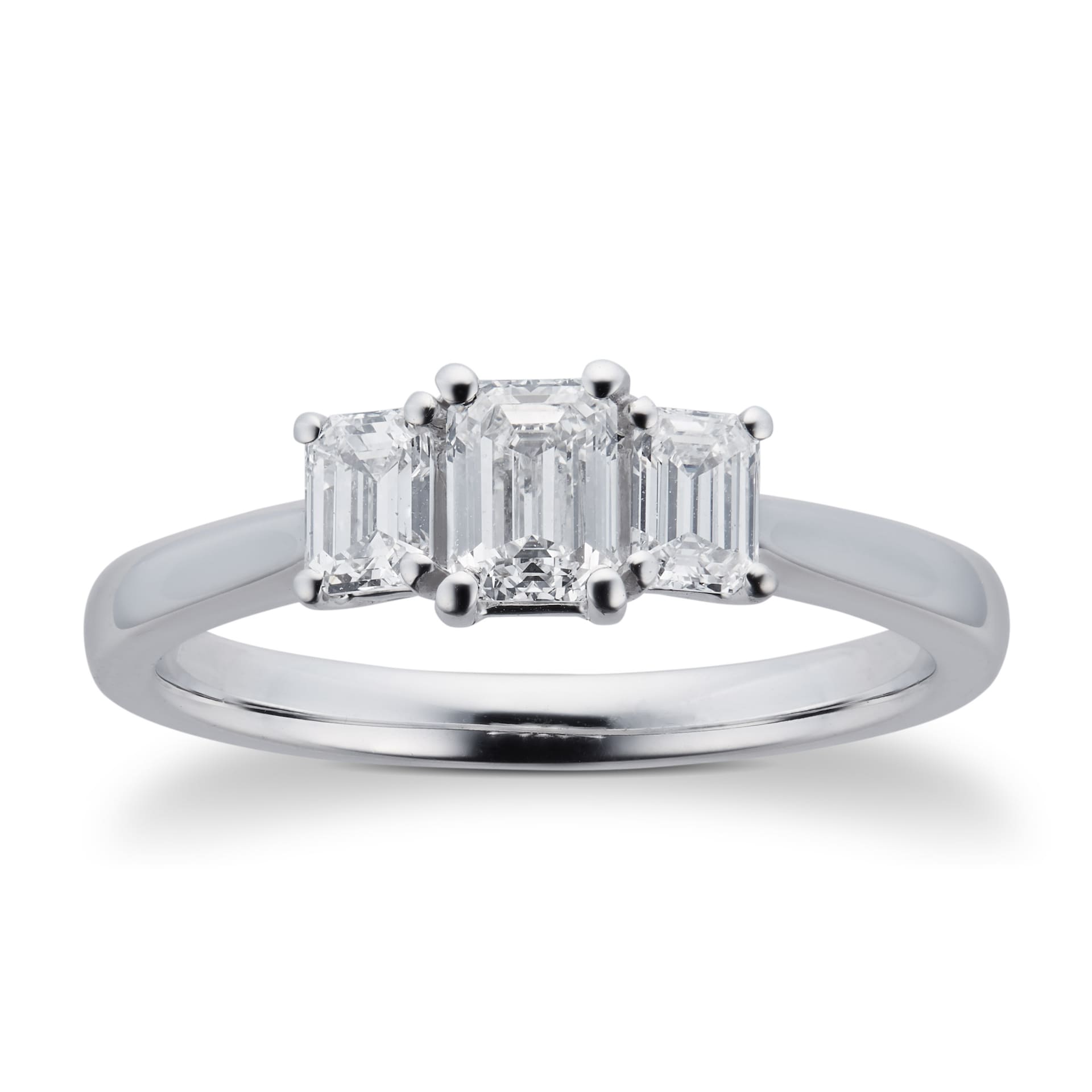 Goldsmiths Platinum 0.76cttw Emerald Cut Diamond Three Stone Engagement Ring Goldsmiths Platinum 0.76cttw Emerald Cut Diamond Three Stone Engagement Ring