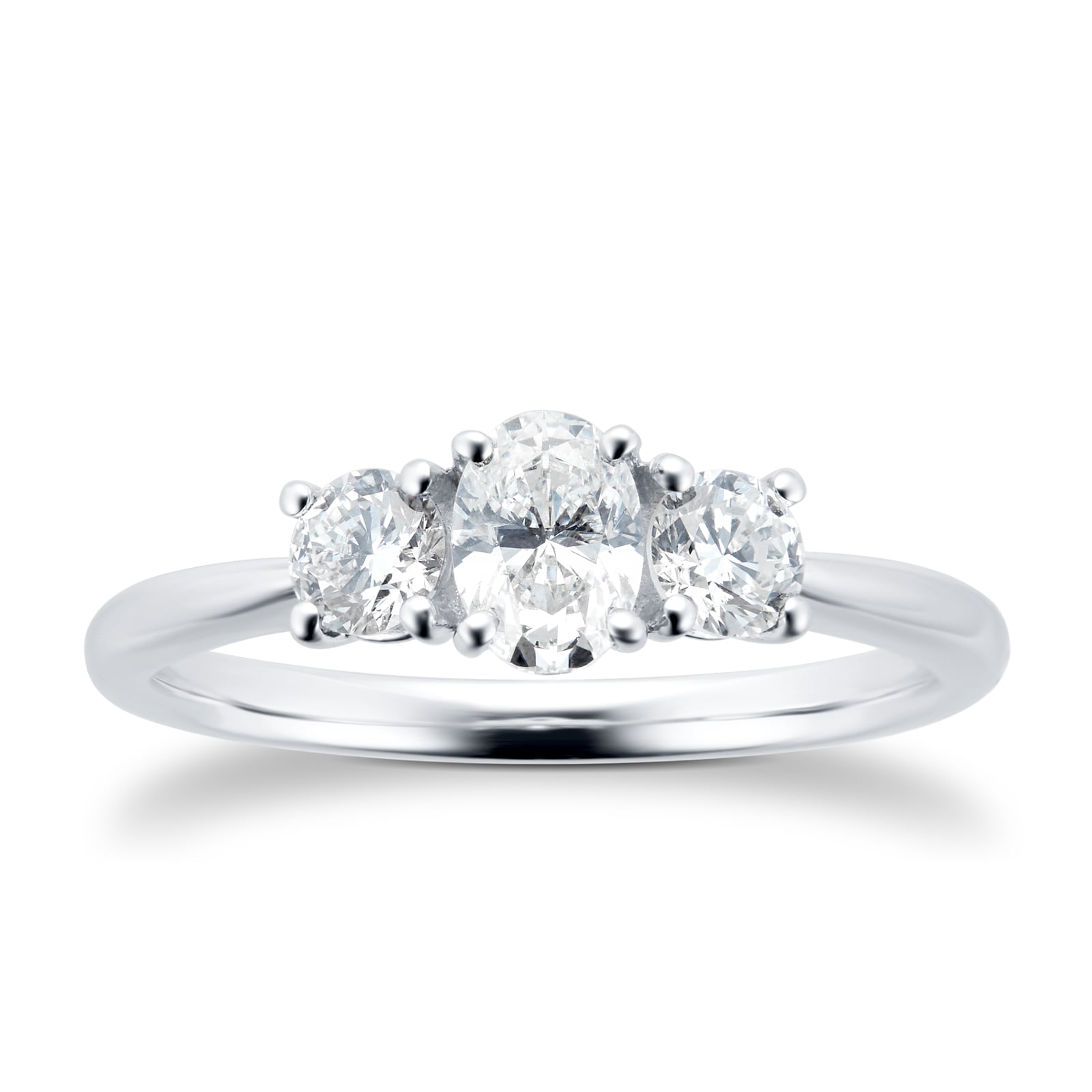 Platinum 0.76cttw Diamond Thee Stone Oval & Brilliant Cut Engagement Ring - Ring Size N