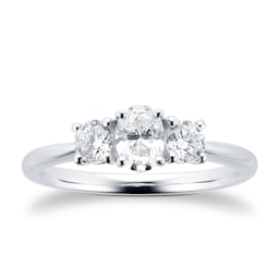 06030975 - Platinum 0.76cttw Diamond Thee Stone Oval & Brilliant Cut Engagement Ring