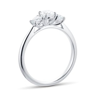 Goldsmiths Platinum 0.76cttw Diamond Thee Stone Oval & Brilliant Cut Engagement Ring