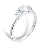 Goldsmiths Platinum 0.76cttw Diamond Thee Stone Oval & Brilliant Cut Engagement Ring - Ring Size J
