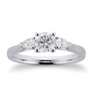 Goldsmiths Platinum 0.70cttw Diamond Three Stone Brilliant & Pear Cut Engagement Ring