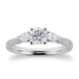 06030976 - Platinum 0.70cttw Diamond Three Stone Brilliant & Pear Cut Engagement Ring