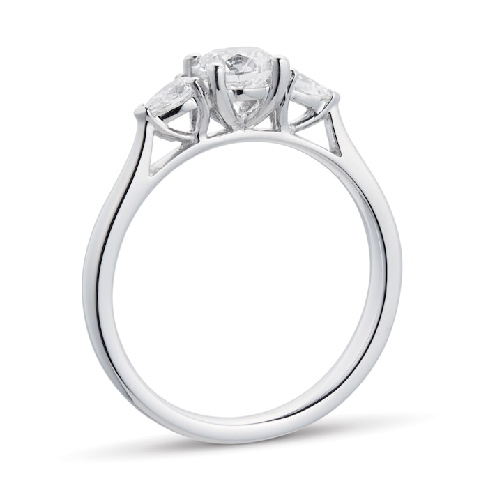 Goldsmiths Platinum 0.70cttw Diamond Three Stone Brilliant & Pear Cut Engagement Ring