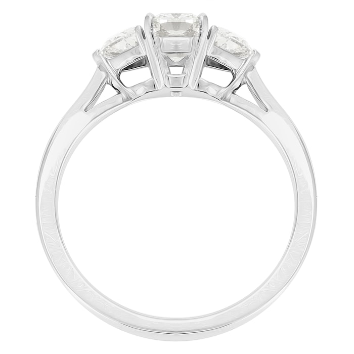 Mappin & Webb Belvedere Platinum 0.85cttw Cushion Cut 3 Stone Engagement Ring