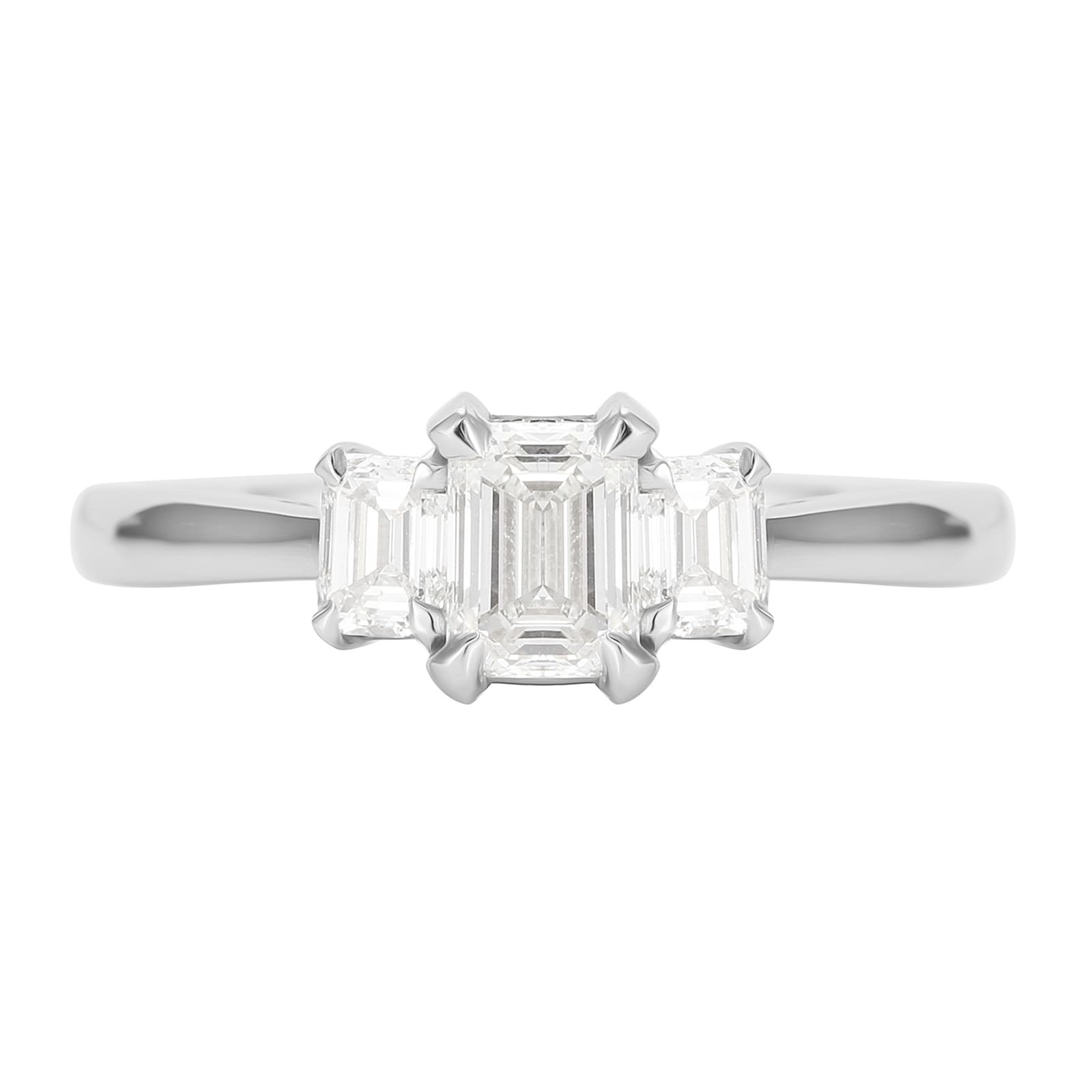 Mappin & Webb Belvedere Platinum 1.00cttw Emerald Cut 3 Stone Engagement Ring