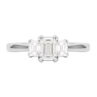 Mappin & Webb Belvedere Platinum 1.00cttw Emerald Cut 3 Stone Engagement Ring