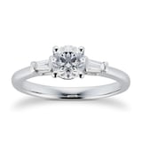 Goldsmiths 18ct White Gold 0.80cttw Round & Baguette Diamond Engagement Ring
