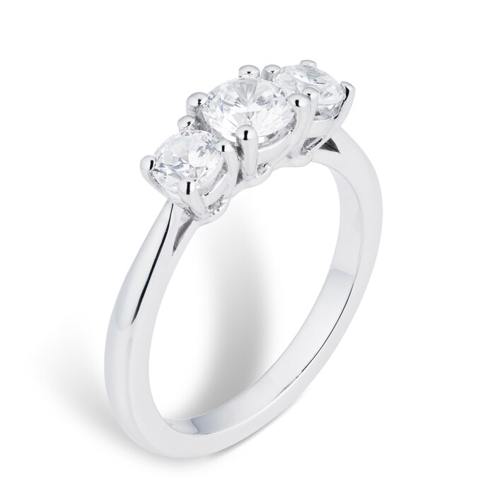 Goldsmiths Platinum 0.75cttw Three Stone Brilliant Cut Diamond Ring