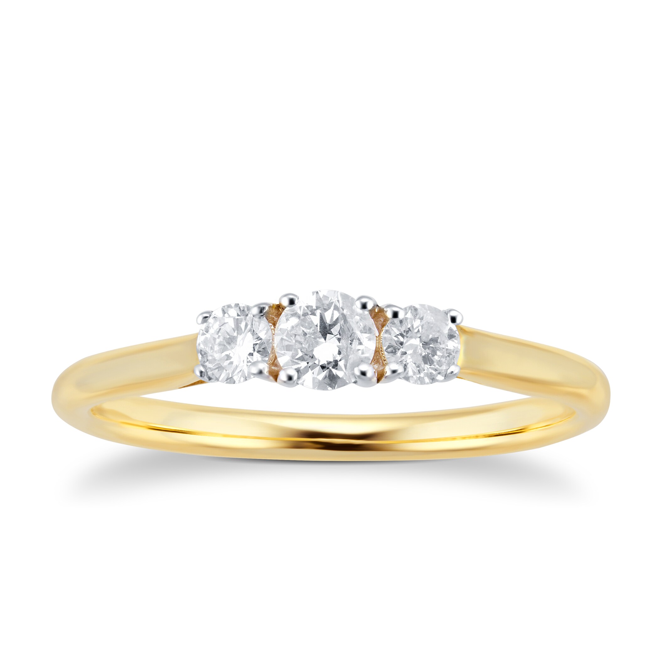 Goldsmiths 9ct Yellow Gold 0.25cttw Three Stone Diamond Ring