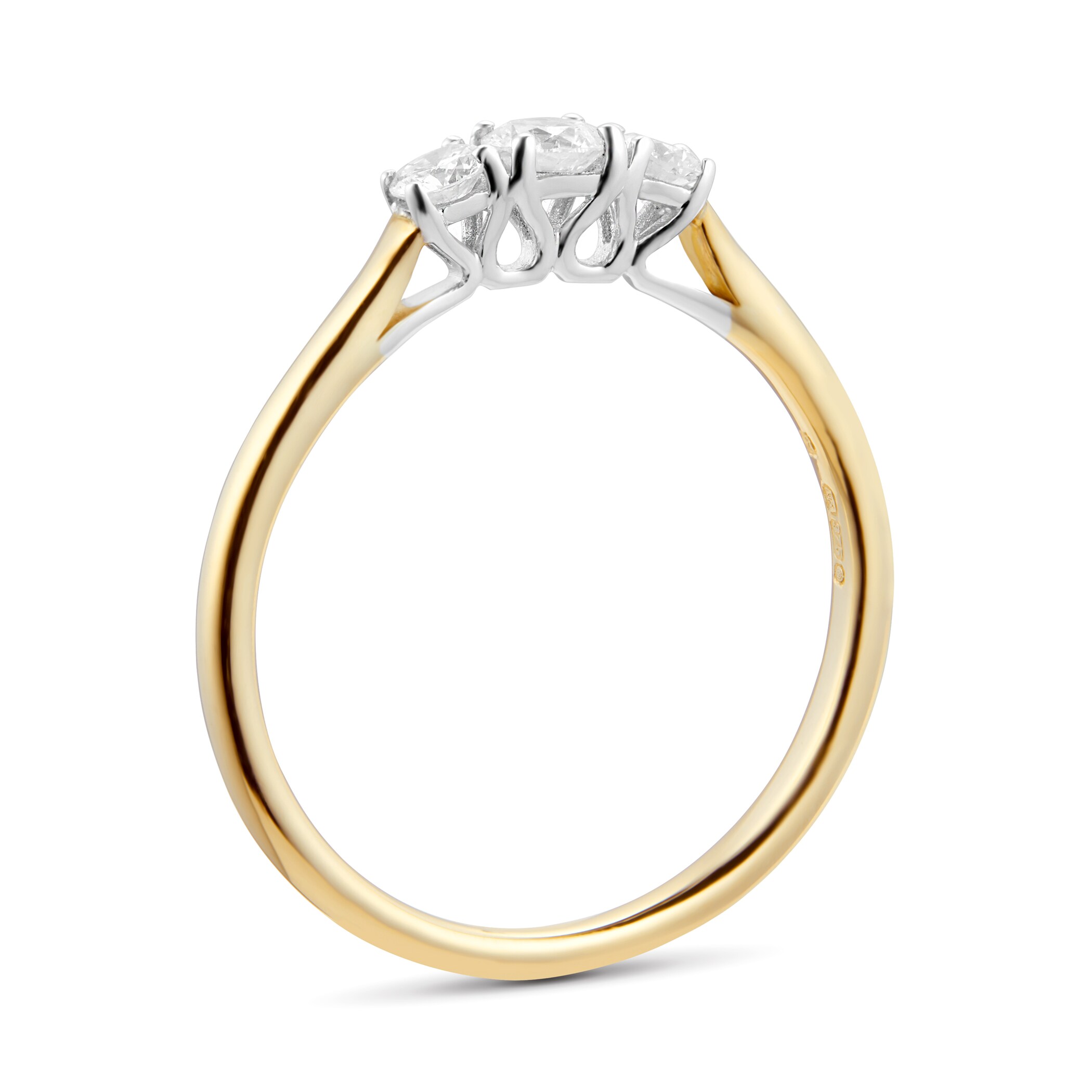Goldsmiths 9ct Yellow Gold 0.25cttw Three Stone Diamond Ring