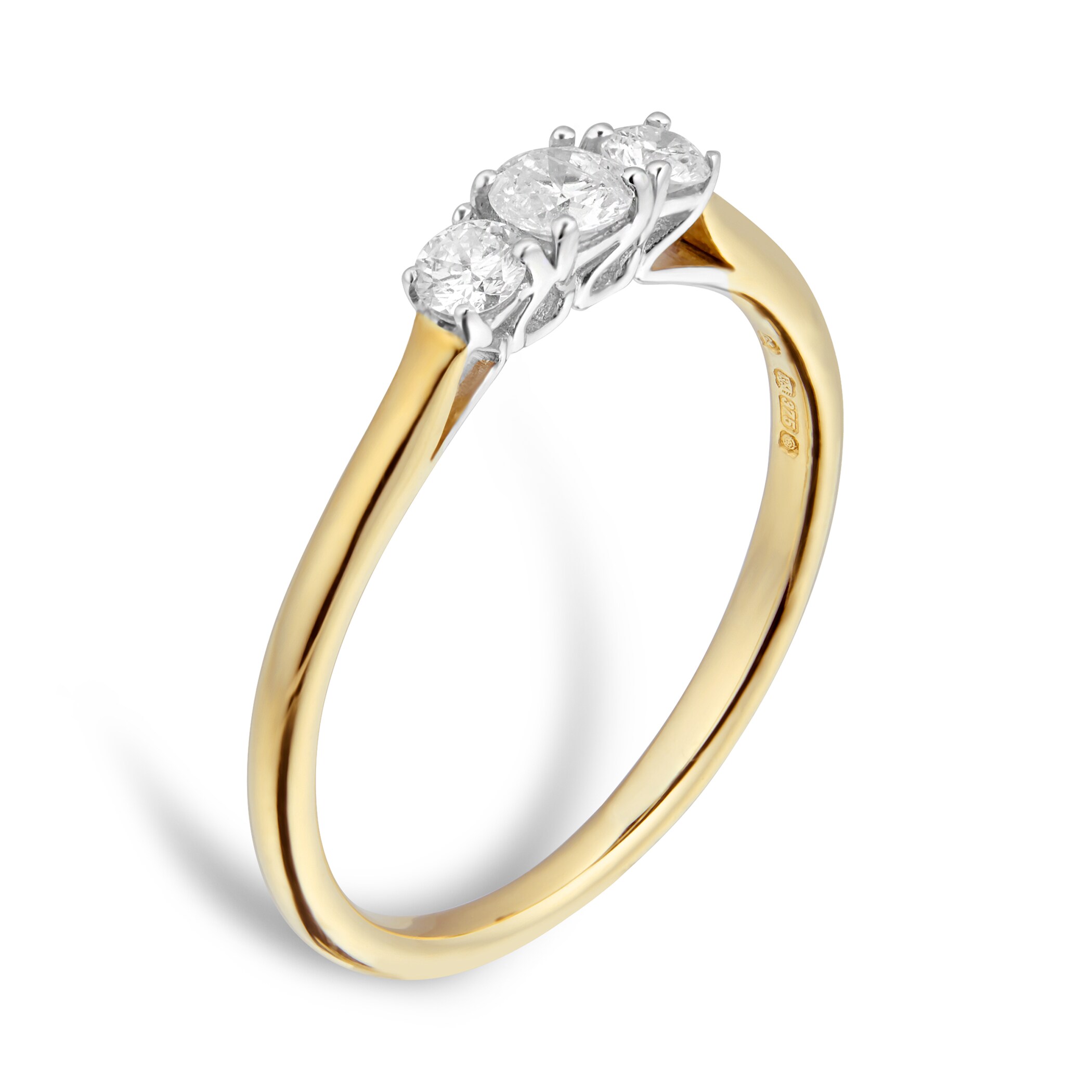 Goldsmiths 9ct Yellow Gold 0.25cttw Three Stone Diamond Ring