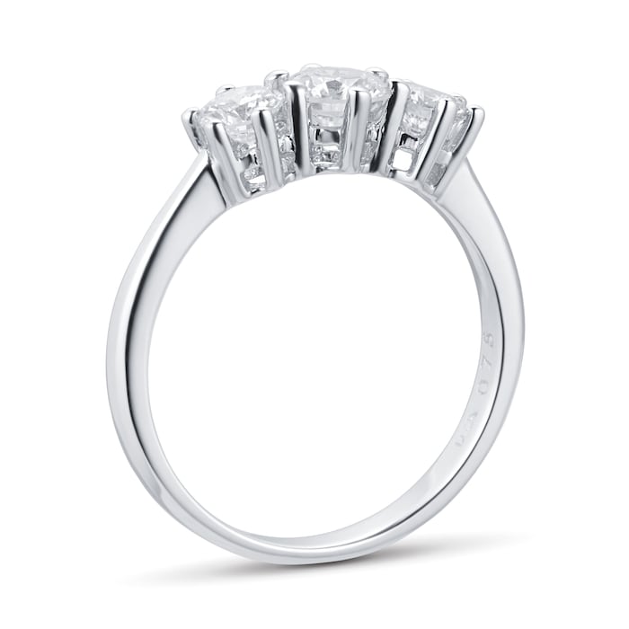 Goldsmiths 18ct White Gold 0.75ct Brilliant Cut Diamond Three Stone Ring