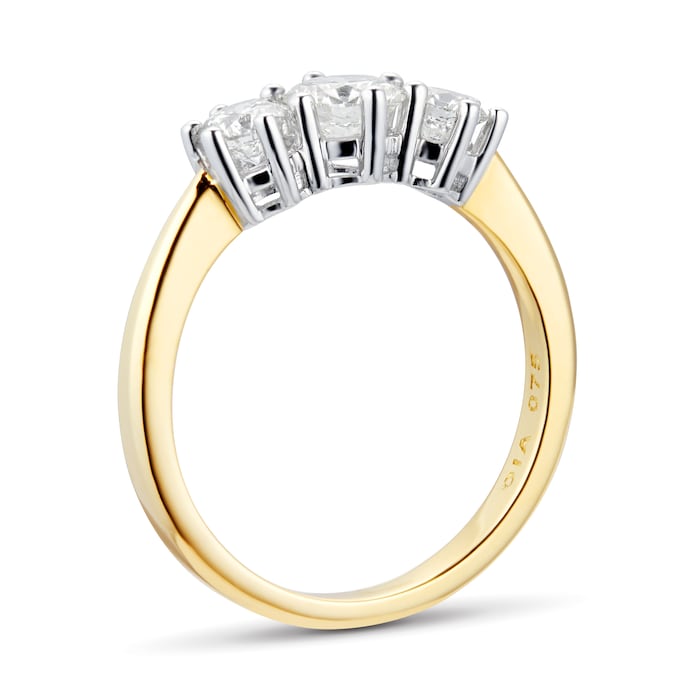 Goldsmiths 18ct Yellow Gold 0.75cttw Diamond 3 Stone Engagement Ring