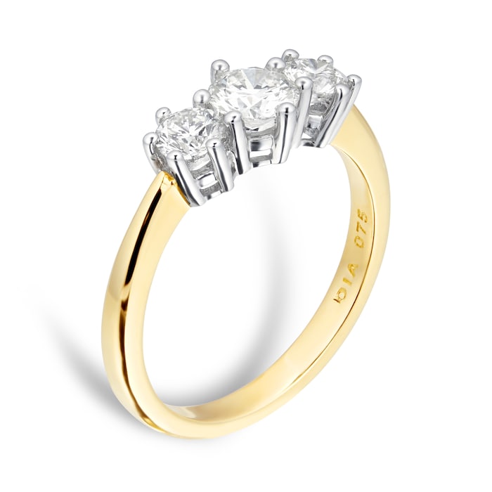 Goldsmiths 18ct Yellow Gold 0.75cttw Diamond 3 Stone Engagement Ring