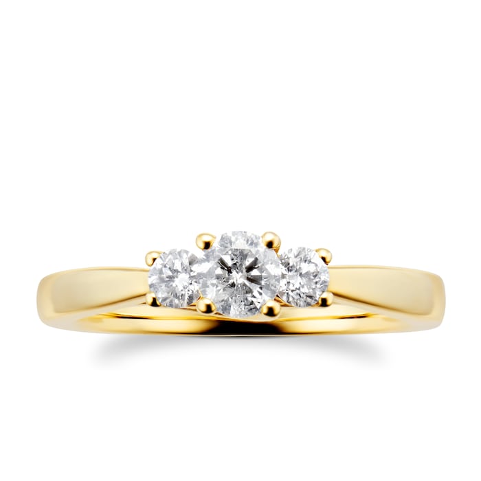 Goldsmiths 18ct Yellow Gold 0.50cttw Diamond Three Stone Ring