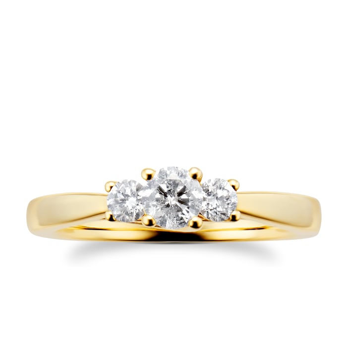 Goldsmiths 18ct Yellow Gold 0.50cttw Diamond Three Stone Ring