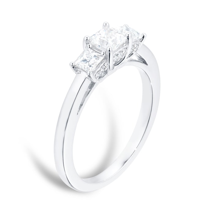 Goldsmiths 18ct White Gold 0.74cttw Princess Cut Diamond Three Stone Engagement Ring