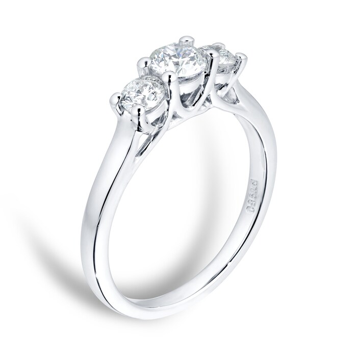 Mappin&Webb Platinum 1.00cttw Diamond Three Stone Engagement Ring