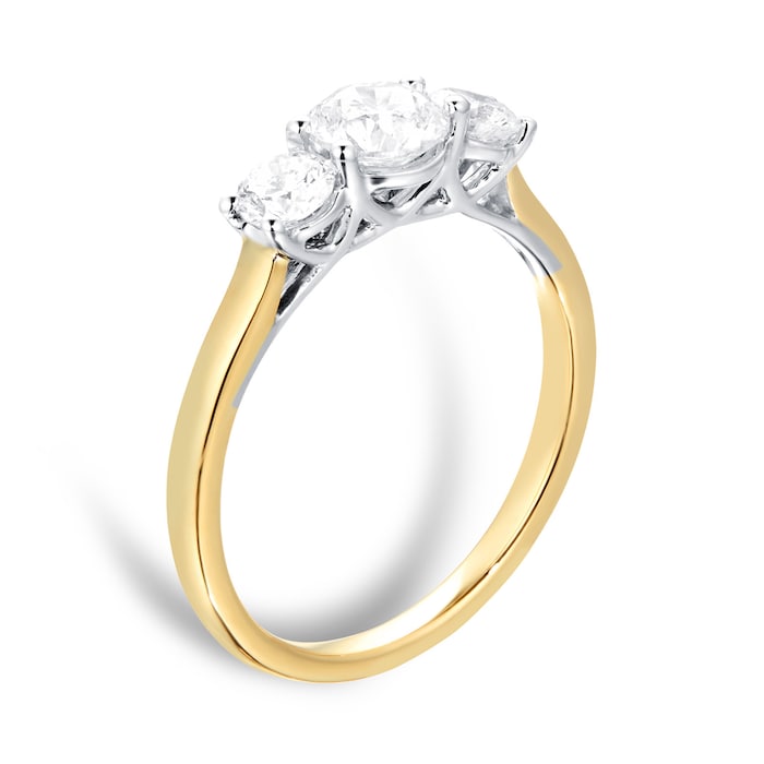 Mappin&Webb 18ct Yellow Gold 1.00ct Diamond Three Stone Engagement Ring