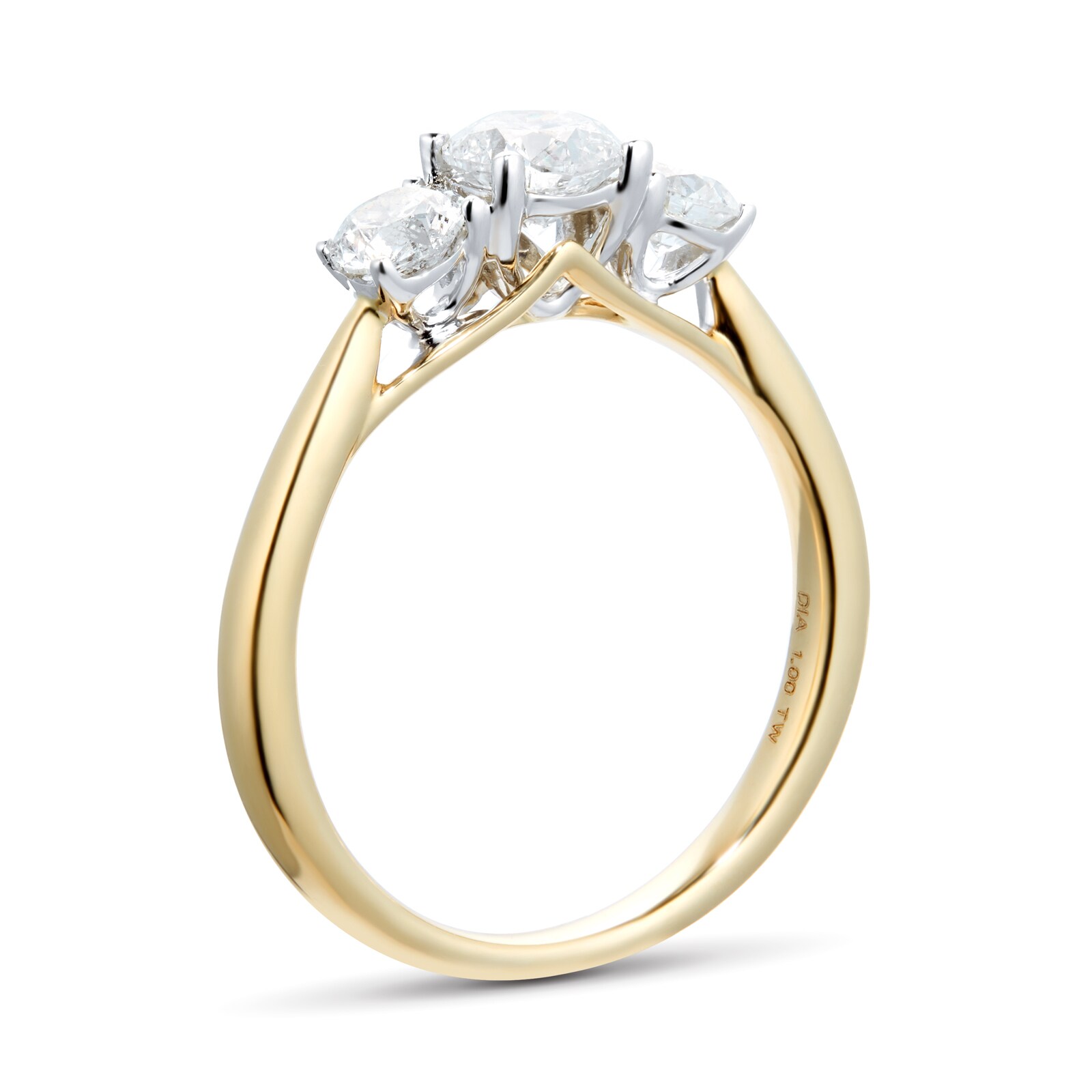 Goldsmiths 18ct Yellow Gold 1.00cttw Diamond Three Stone Engagement Ring