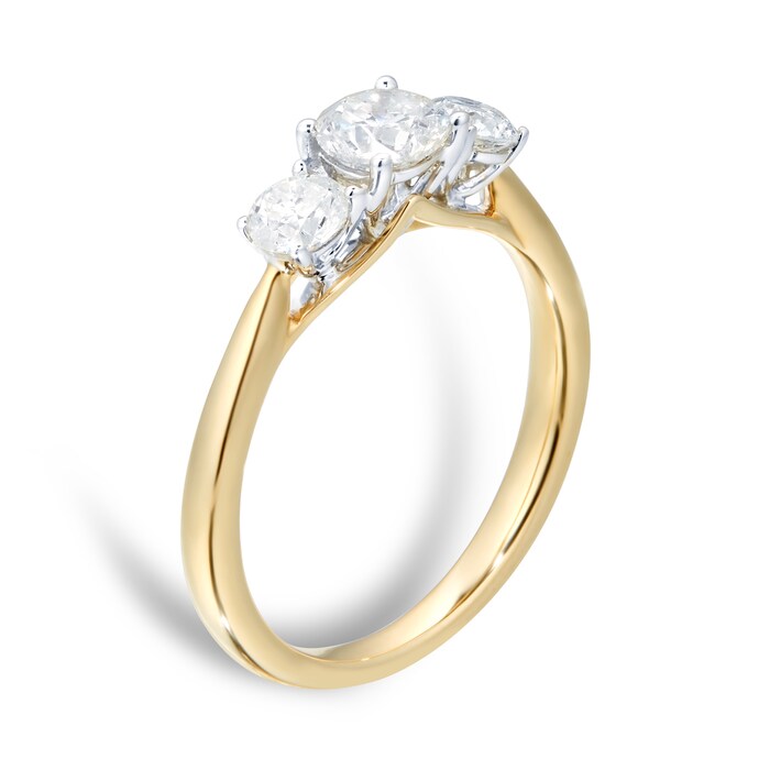 Goldsmiths 18ct Yellow Gold 1.00cttw Diamond Three Stone Engagement Ring