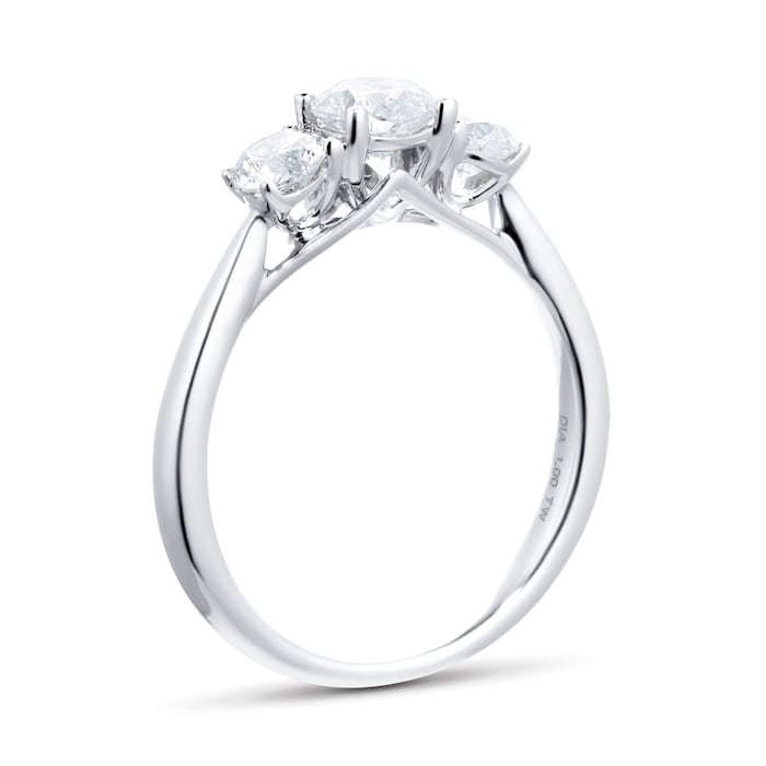 Goldsmiths Platinum 1.00cttw Diamond Three Stone Engagement Ring - Ring Size J