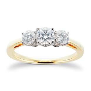 Goldsmiths 18ct Yellow Gold 1.00cttw Diamond Three Stone Engagement Ring