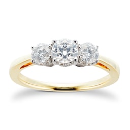 06031014 - 18ct Yellow Gold 1.00cttw Diamond Three Stone Engagement Ring