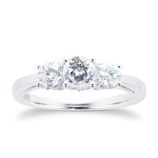 Goldsmiths 18ct White Gold 1.00cttw Brilliant Cut Three Stone Engagement Ring