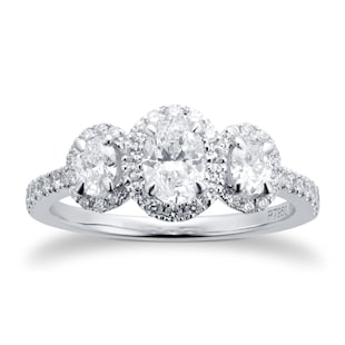 Mappin & Webb Platinum Amelia 1.00cttw Oval 3 Stone Engagement Ring