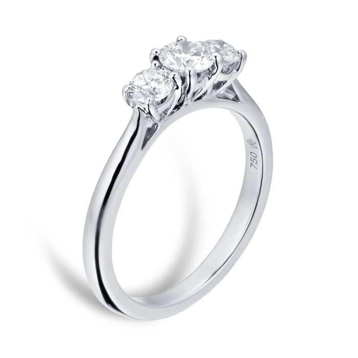 Mappin & Webb 18ct White Gold Silhouette 0.60cttw 3 Stone Engagement Ring