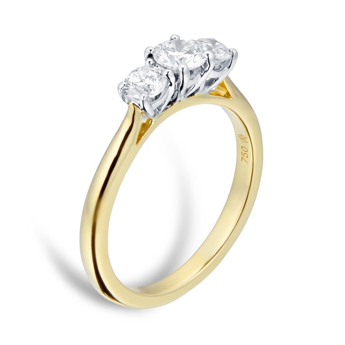 Mappin & Webb 18ct Yellow Gold Silhouette 0.60cttw 3 Stone Engagement Ring - Ring Size M