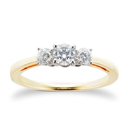 06031021 - 18ct Yellow Gold 0.51cttw Brilliant Cut Three Stone Engagement Ring