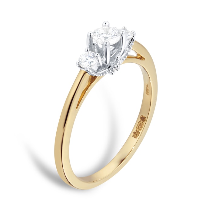 Goldsmiths 18ct Yellow Gold 0.30cttw Diamond Three Stone Ring