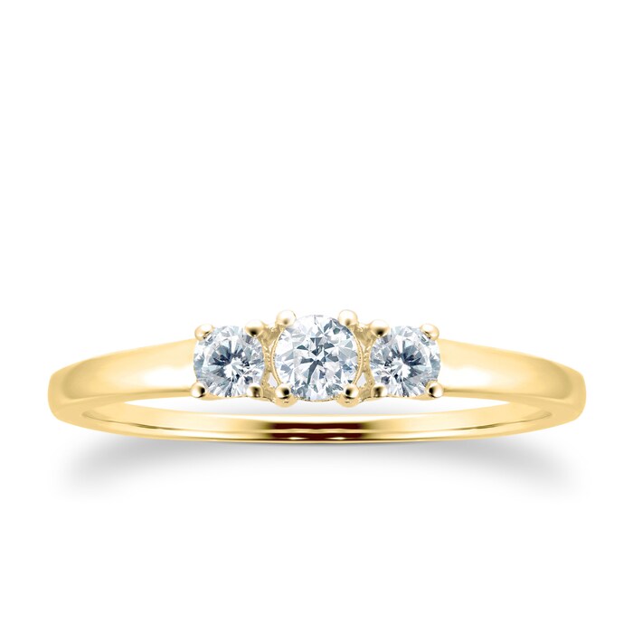 Goldsmiths 18ct Yellow Gold 0.27ct 3 Stone Engagement Ring