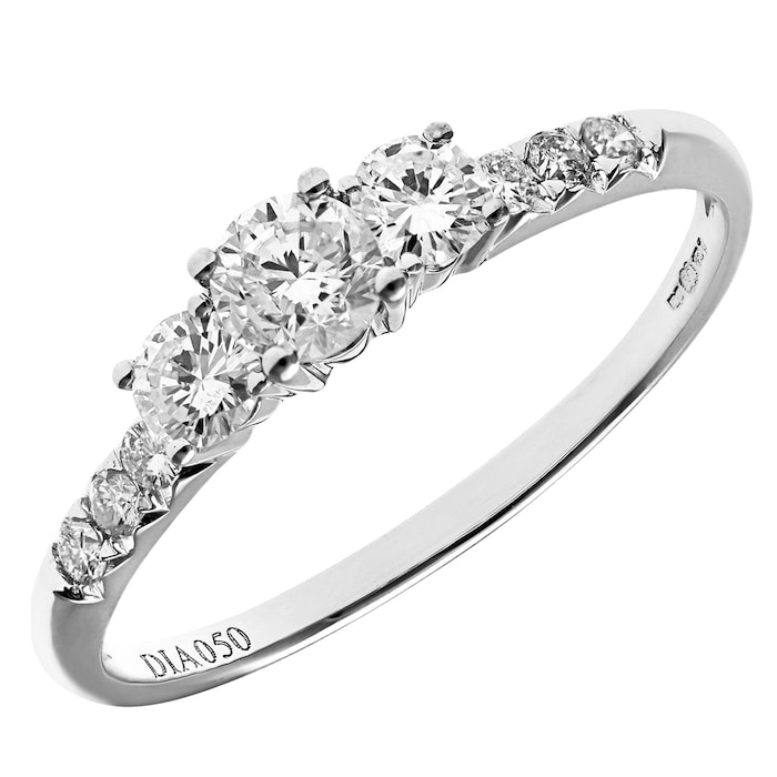 Goldsmiths 18ct White Gold 0.50ct Diamond Trilogy Engagement Ring